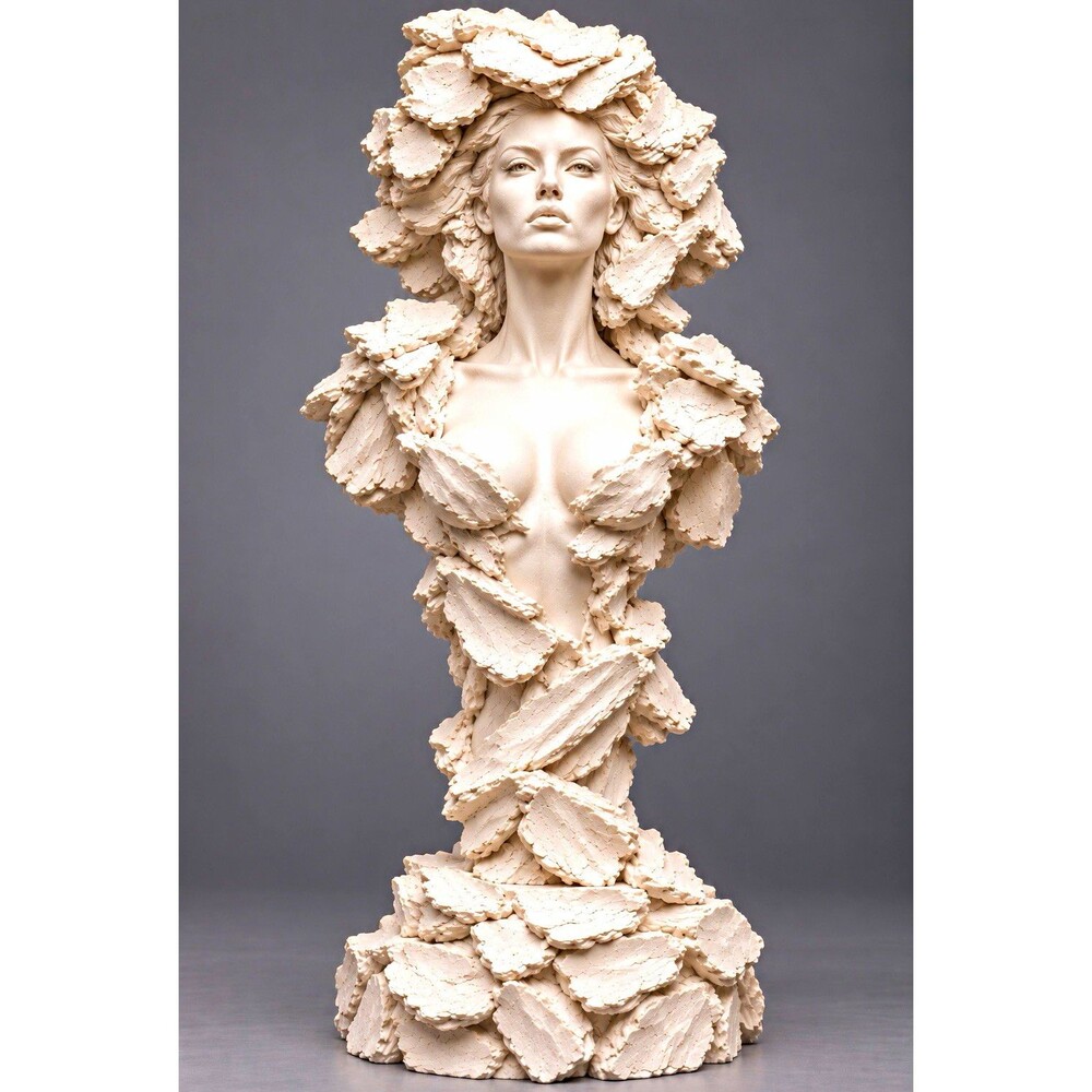 Ethereal Stone Muse Sculpture – Abstract Female Bust, Modern Resin Statue 10 in